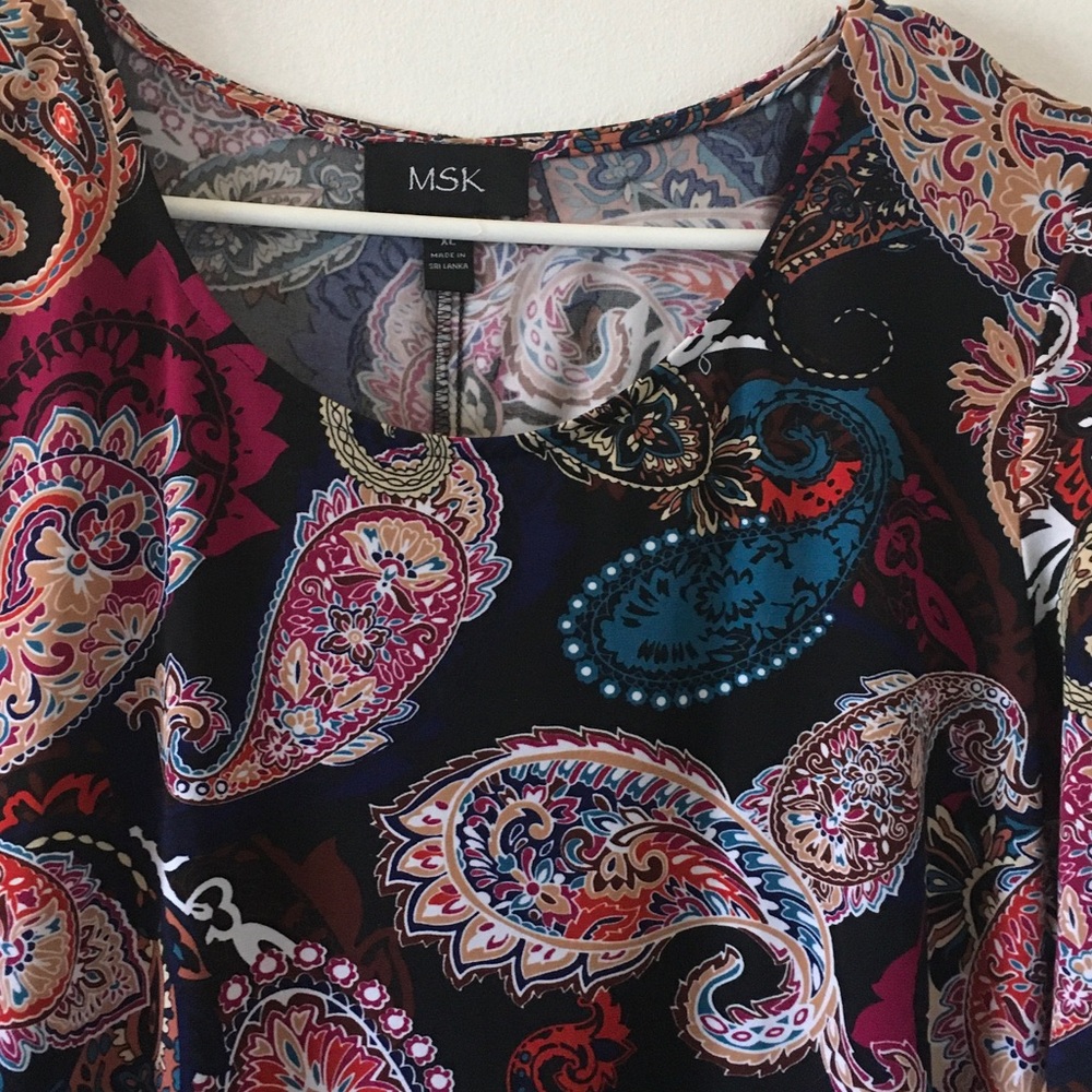 MSK Black Multicolor Paisley Bell Sleeve Dress - Picture 3 of 4